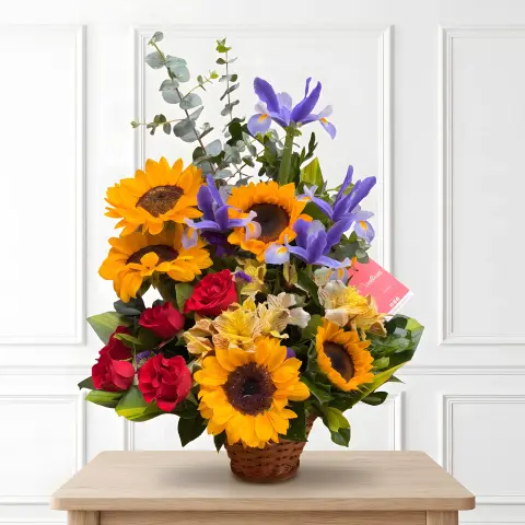Bouquet Girasoles & Destellos Azules