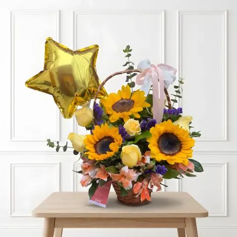 Canasta Girasoles & Estrella Dorada