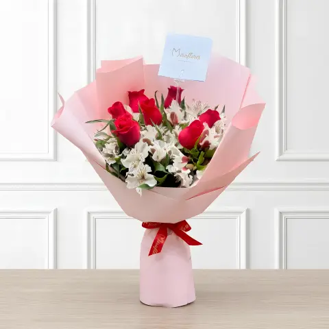 Bouquet Enamorados Rosas Rojas & Rosa Bebé