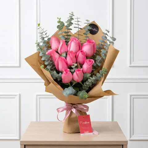 Bouquet Cono Kraft de Tulipanes Rosa
