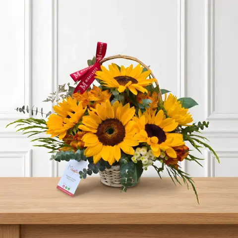Canasta Girasoles & Margaritas Amarillas