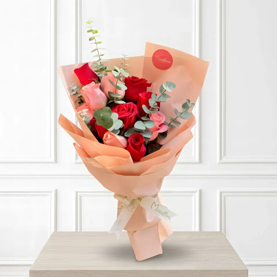 Bouquet Romance en Rosa & Rojo