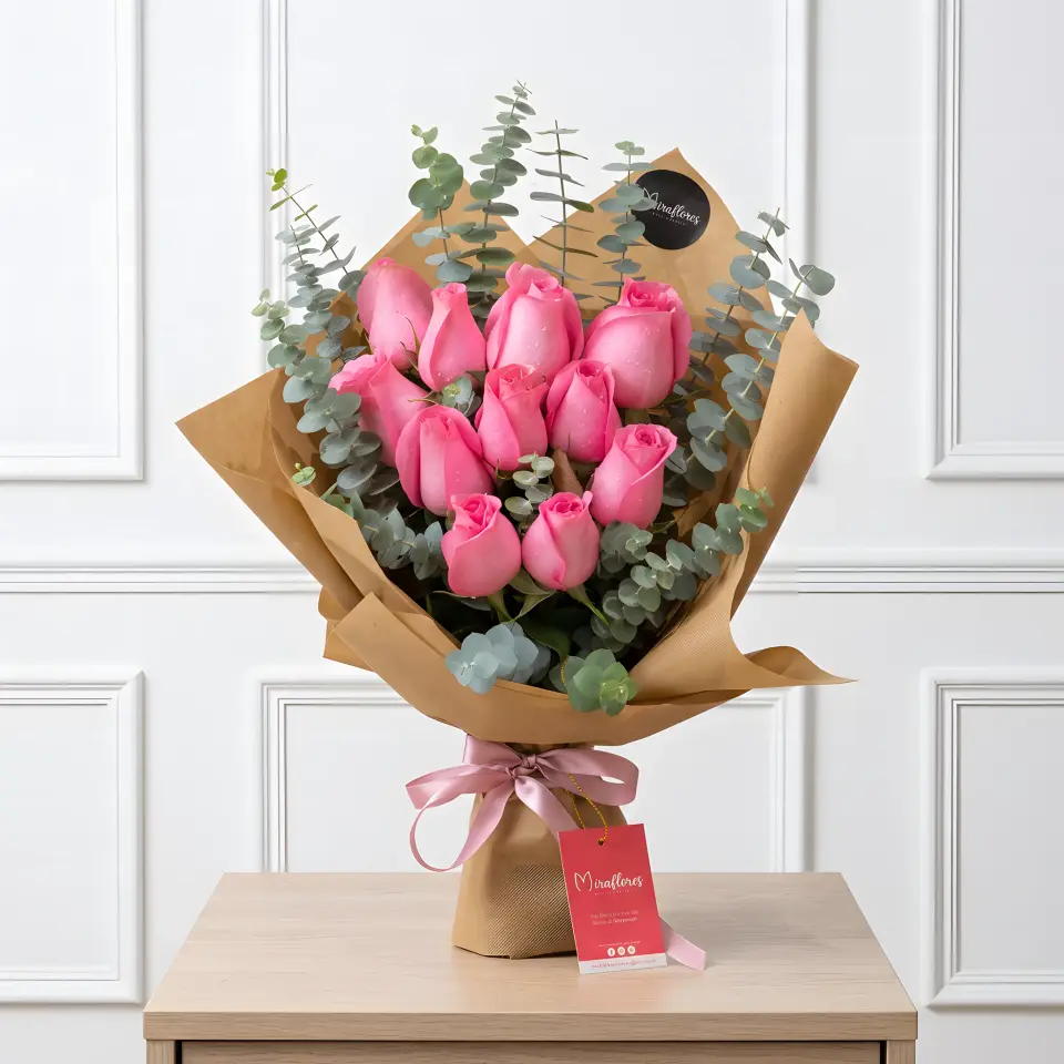Bouquet Cono Kraft de Tulipanes Rosa