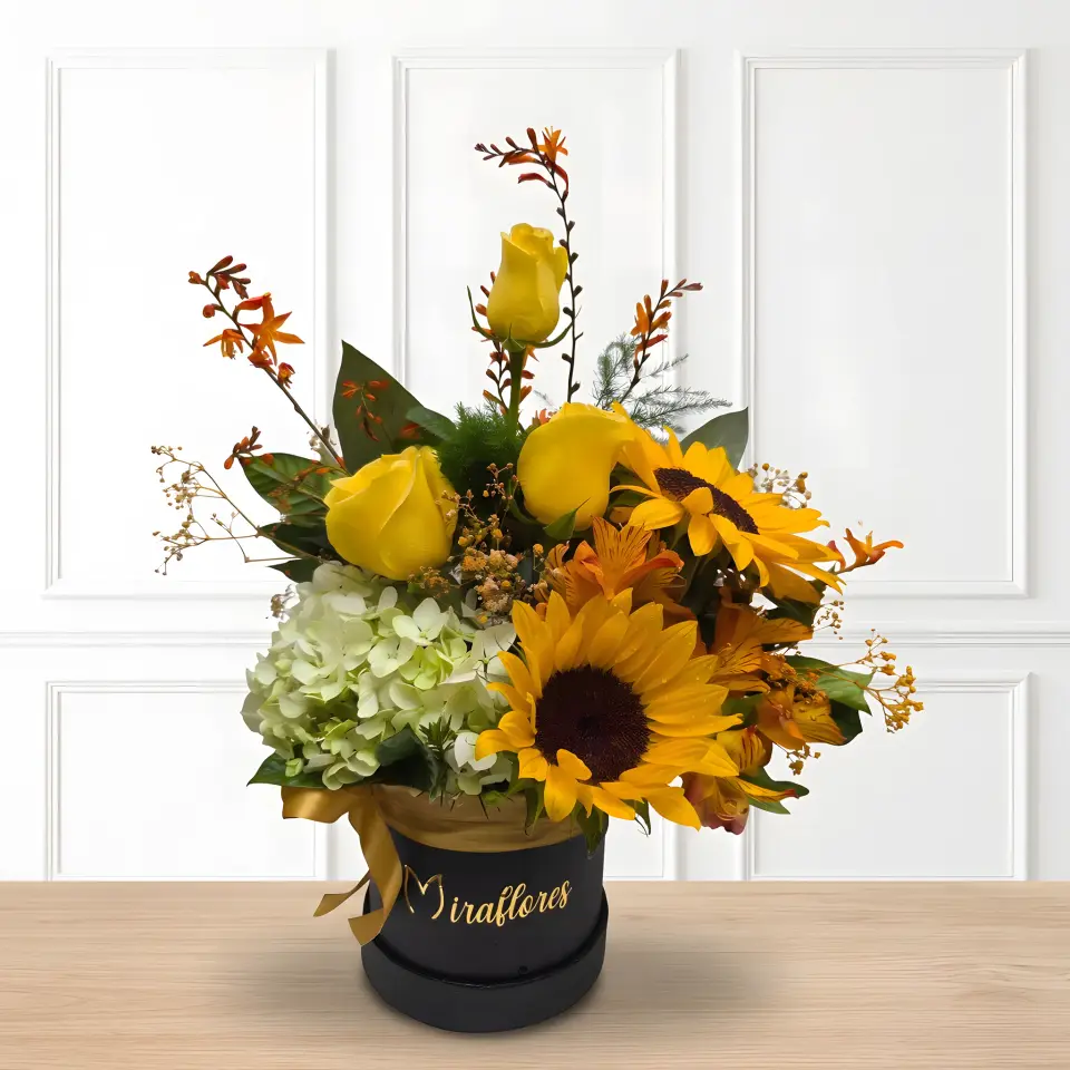 Bouquet Girasoles & Destellos Dorados
