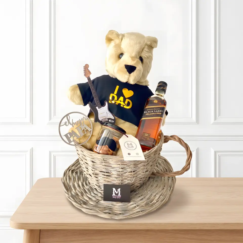 Taza Canasta Osito I Love Dad, Licor & Chocolates